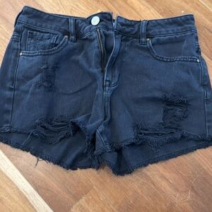 Black denim shorts